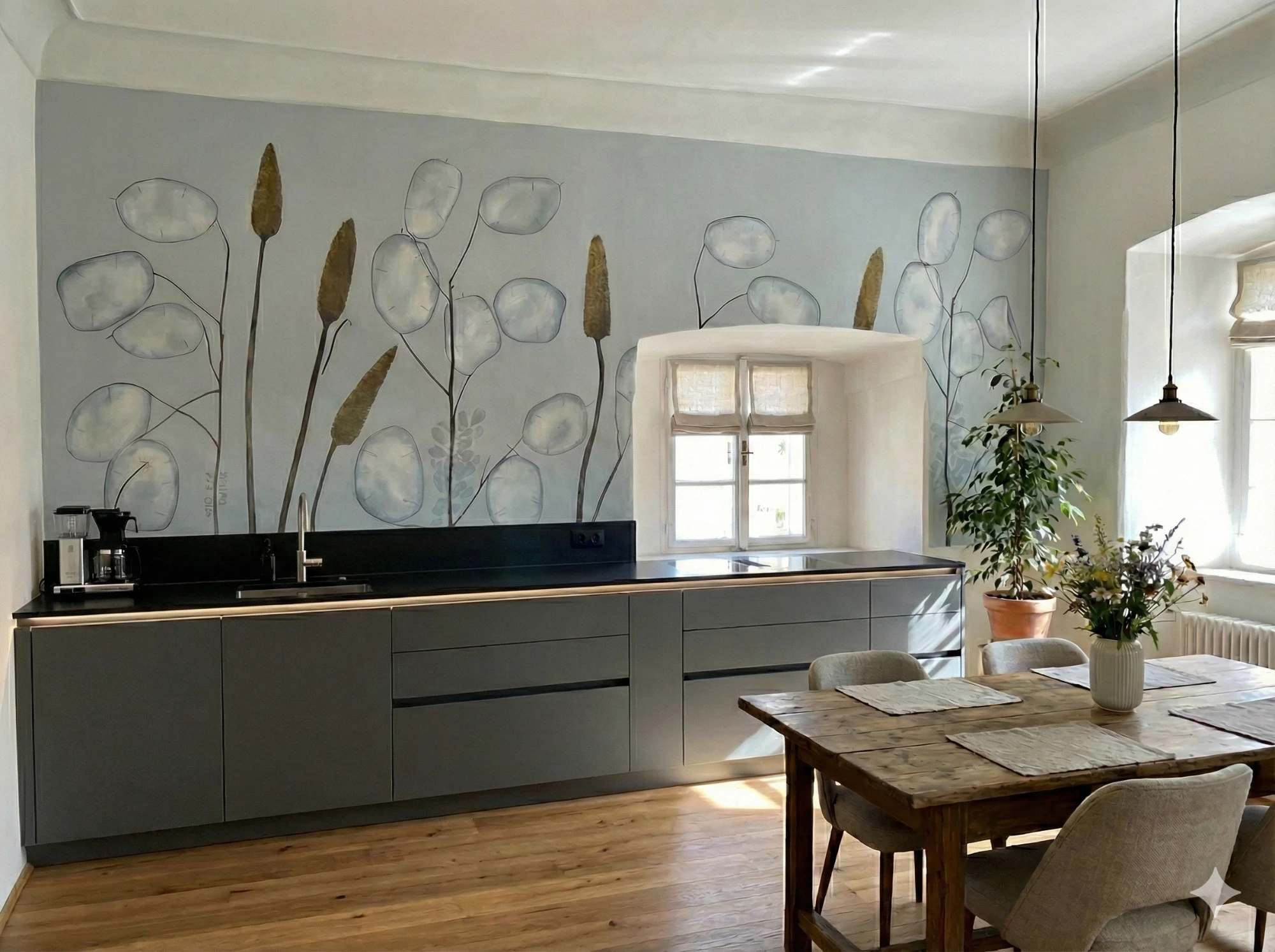 Botanická malba v kuchyni — technika Decor